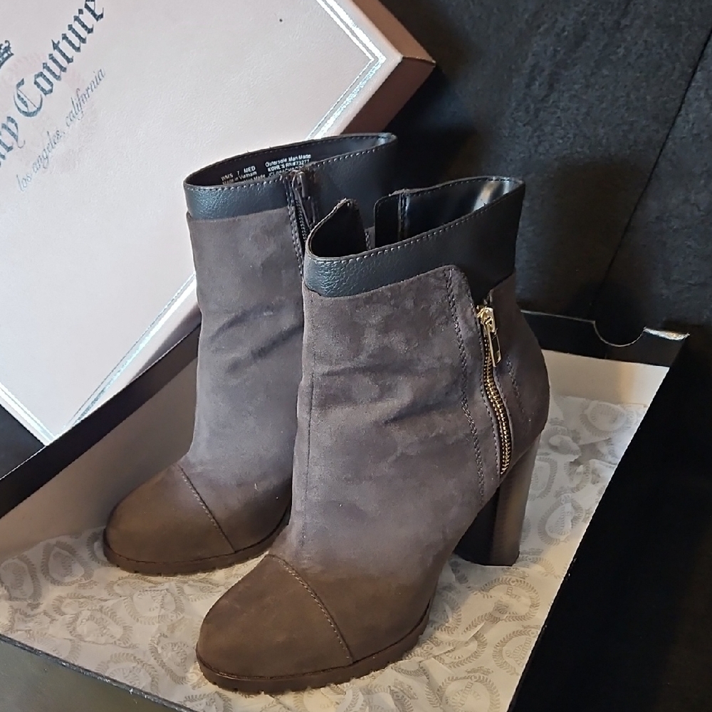 Juicy Couture Charcoal Ankle Boots with Ebony Accents